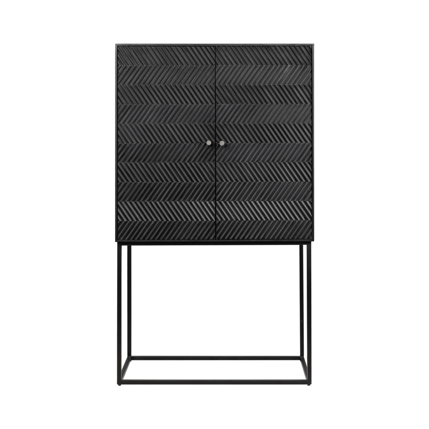 Zinza Black Wood Cabinet with Steel Frame - Maison Rêves UK