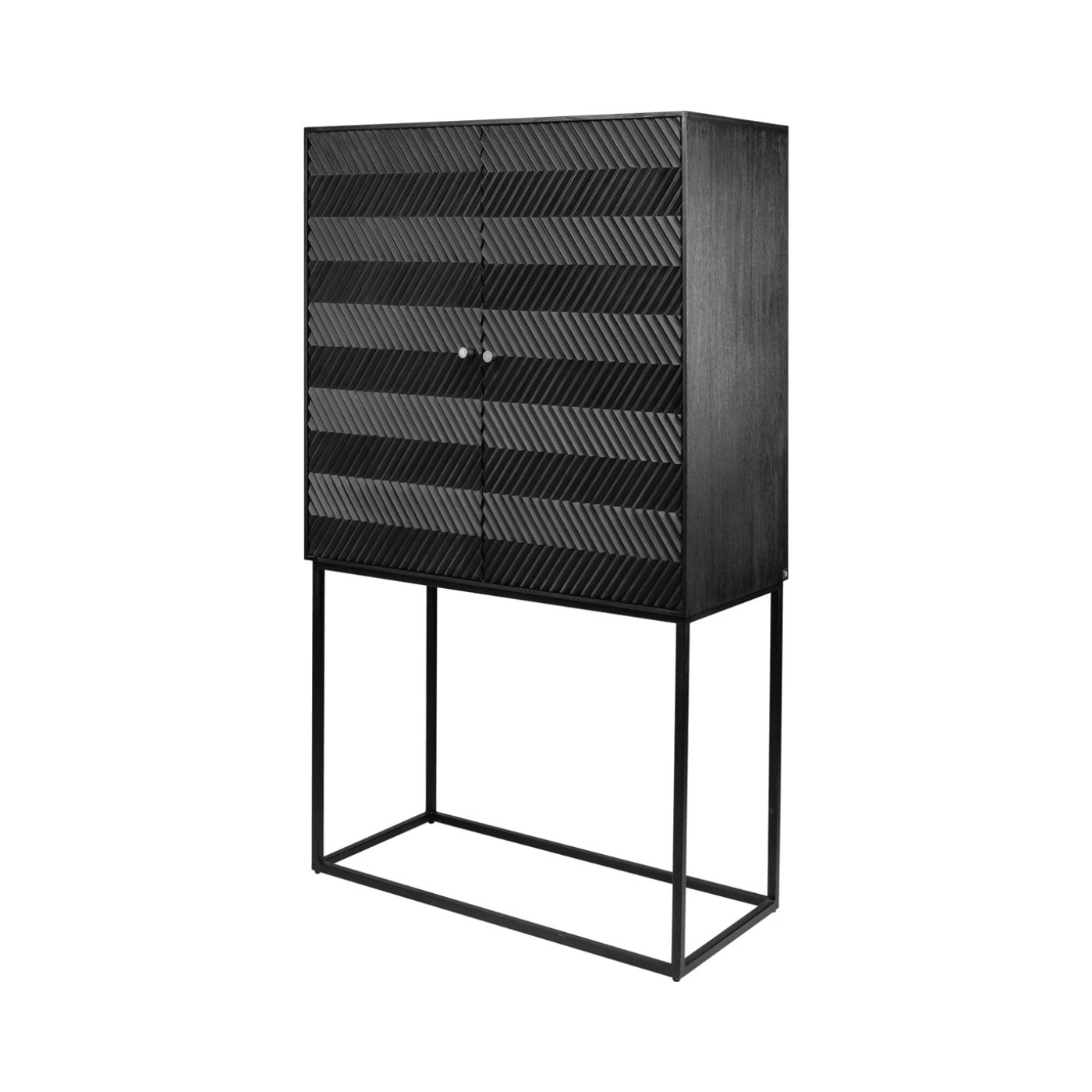 Zinza Black Wood Cabinet with Steel Frame - Maison Rêves UK