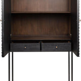 Zinza Black Wood Cabinet with Steel Frame - Maison Rêves UK