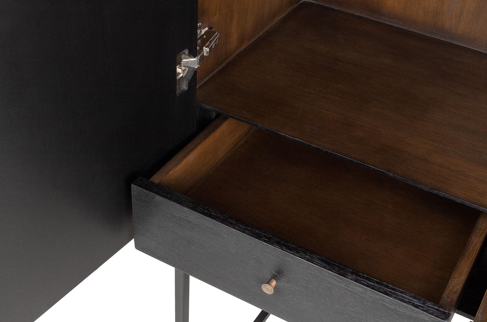 Zinza Black Wood Cabinet with Steel Frame - Maison Rêves UK