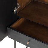 Zinza Black Wood Cabinet with Steel Frame - Maison Rêves UK